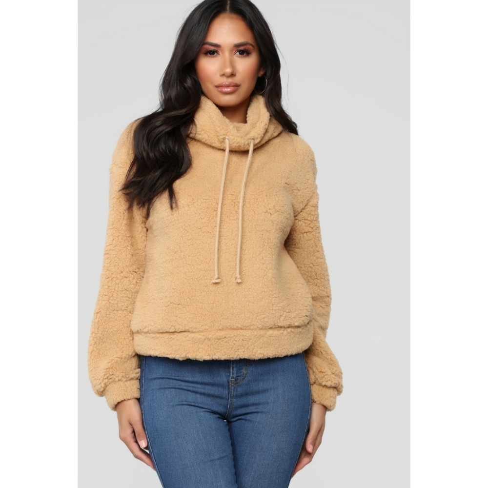 Fashion Nova Sherpa Sweater - Tan